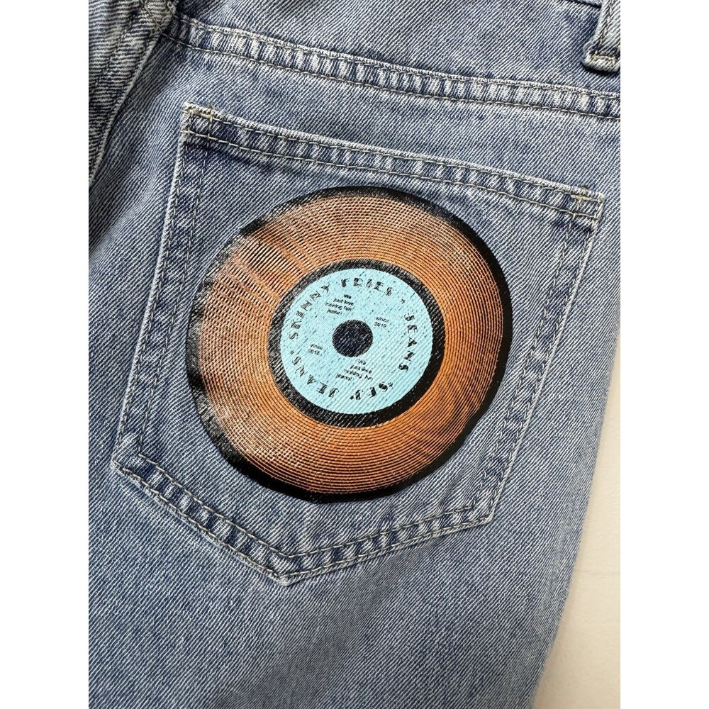 Skinny Fries High Rise Wide Leg Jeans Large Logo Skater Size 3 Y2K 90's - Picture 5 of 8